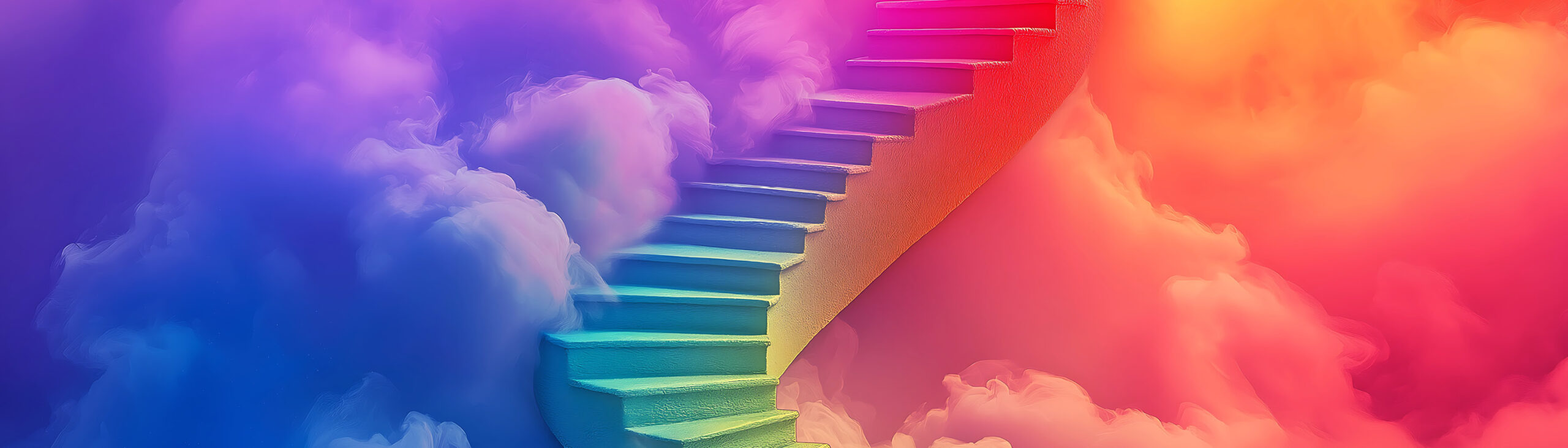 Rainbow staircase in the clouds