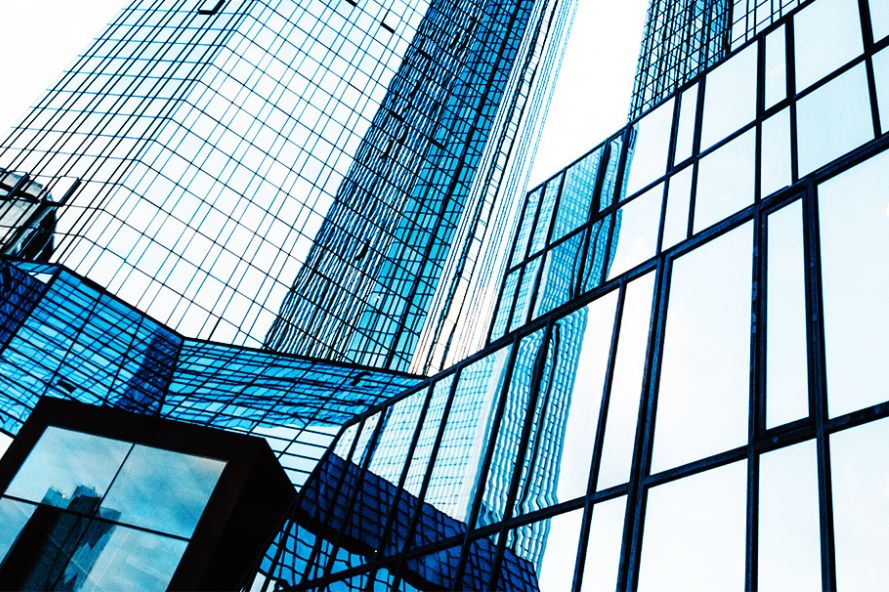 Close up of city building windows